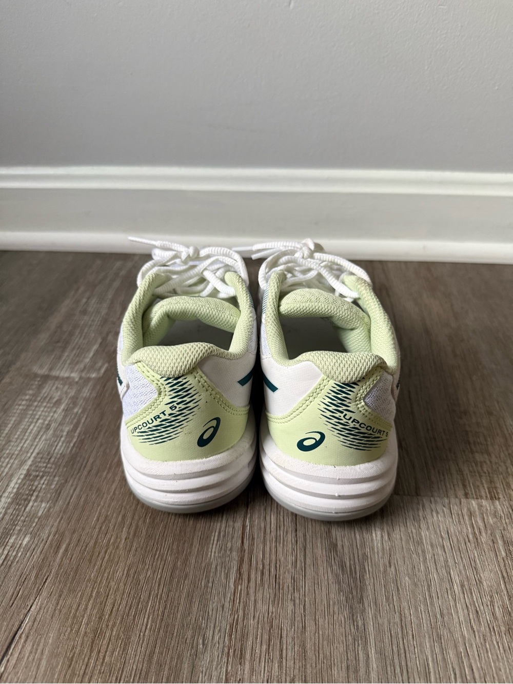 Asics Upcourt 5 Tennis Shoes White Ink Teal Gray Women’s Size 6 1072A088-102 - Picture 4 of 12